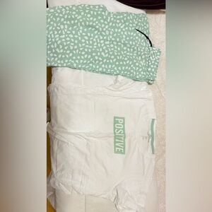 White and Green long pants Pajamas set